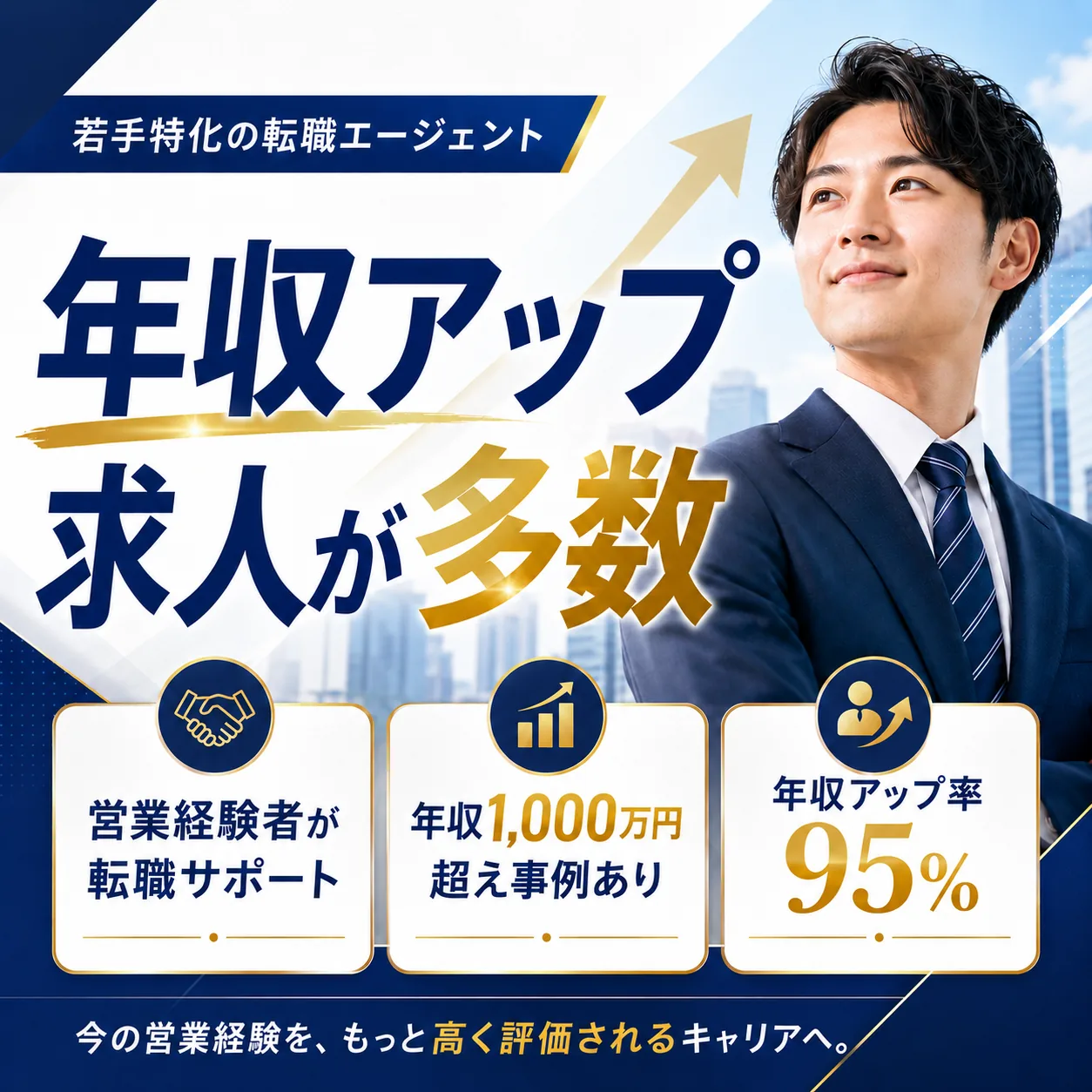 年収アップ級の求人が多数。若手特化の転職エージェント。営業経験者が転職サポート、年収1,000万円超え事例あり、年収アップ率95%。